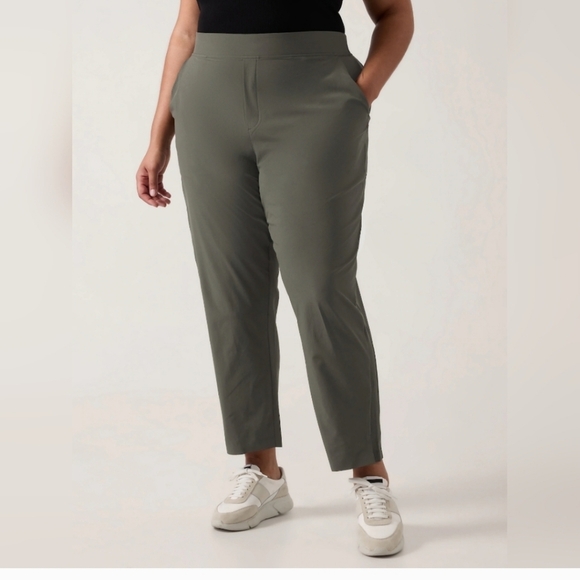 Athleta Brooklyn Pants Olive Green Size 14 - Picture 3 of 9